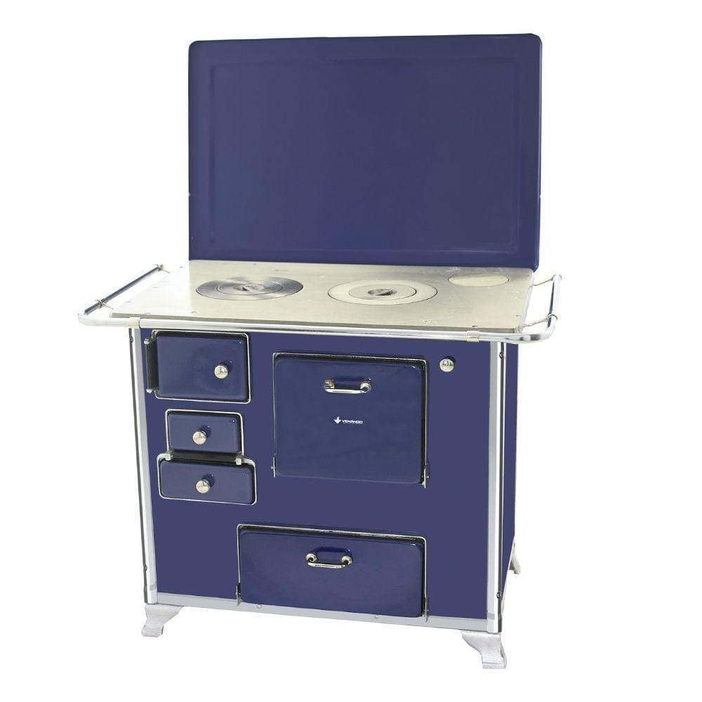 Fogão a Lenha Tradicional 02 Venâncio Gabinete com Tampa Azul 2gdtaz