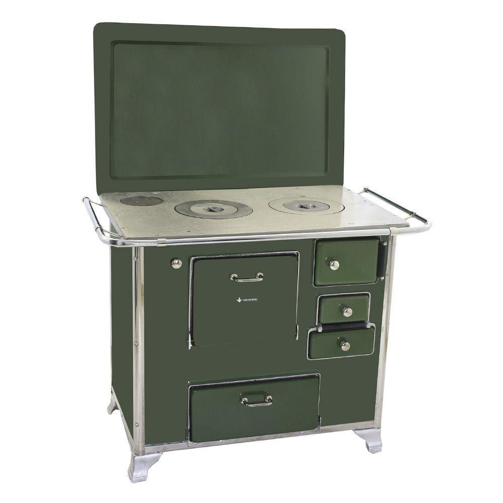 Fogão a Lenha Tradicional 02 Venâncio Gabinete com Tampa Verde 2getvd