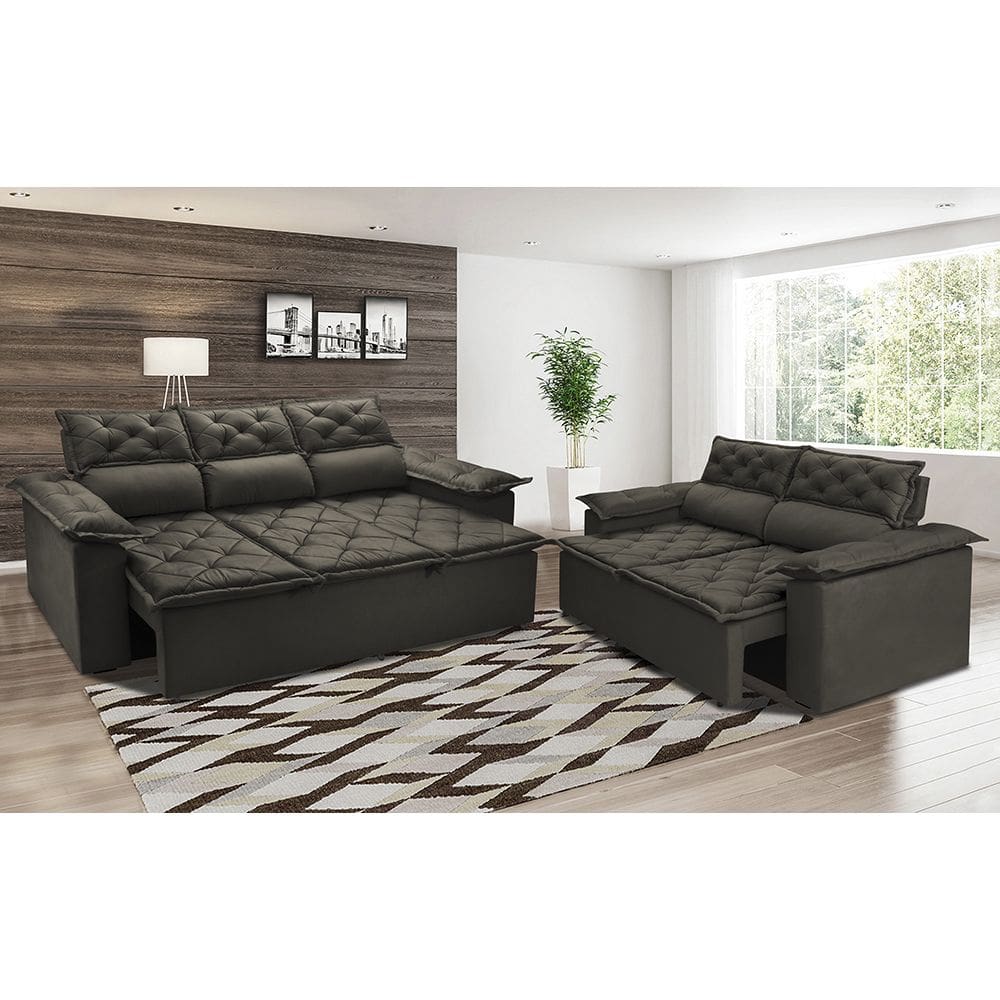 Sofa cama d33 reclinavel 3 lugar obeso | Casas Bahia