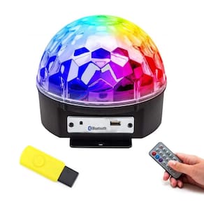 Globo Colorido Strobo Rgb Iluminação Jogo de Luz Dj Bluetooh MP3 Musica c/Controle Festa em Casa