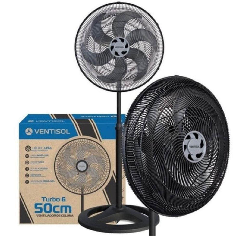 Ventilador Oscilante Coluna Ventisol Turbo 6 P 50cm | Casas Bahia