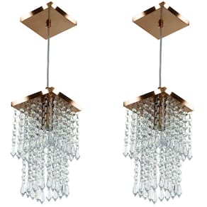Kit 2 Lustres Pendente De Cristal Acrilico Spark Cobre