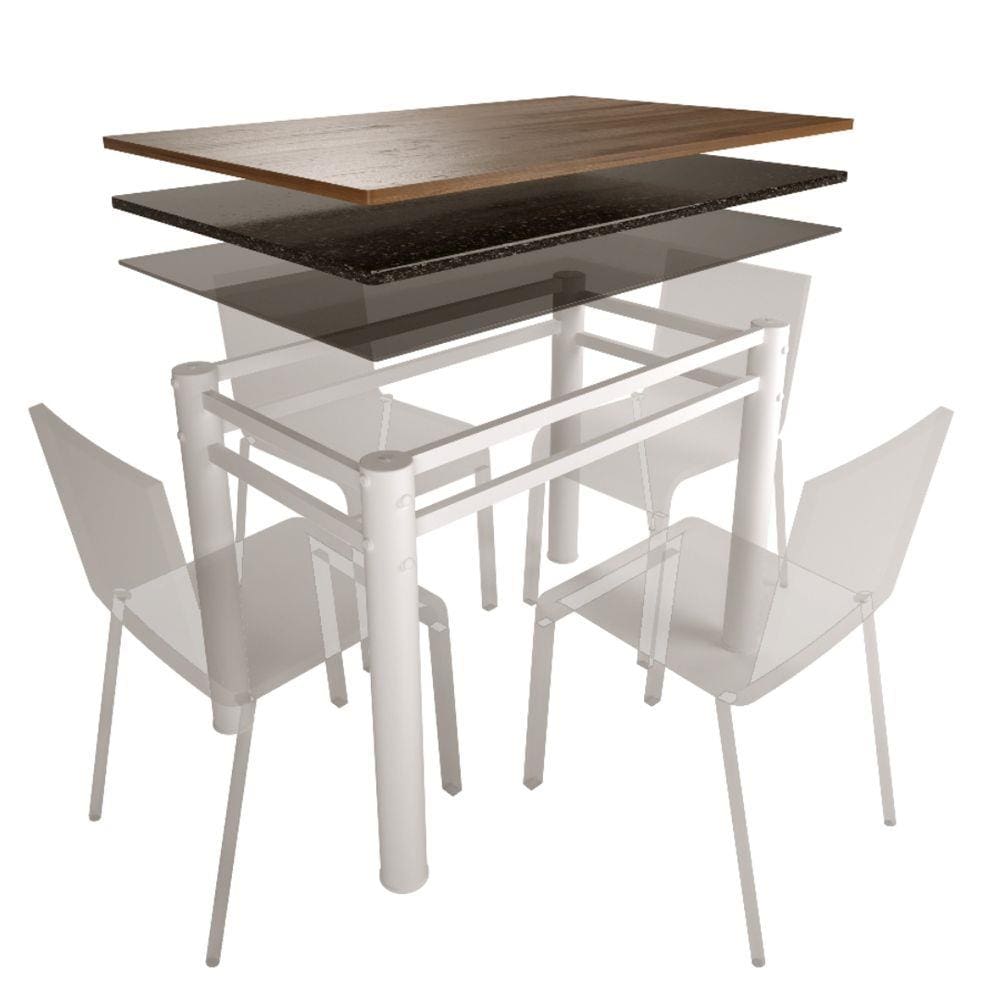 Base Para Mesa De Vidro Jantar 4 Lugares Branca Retangular