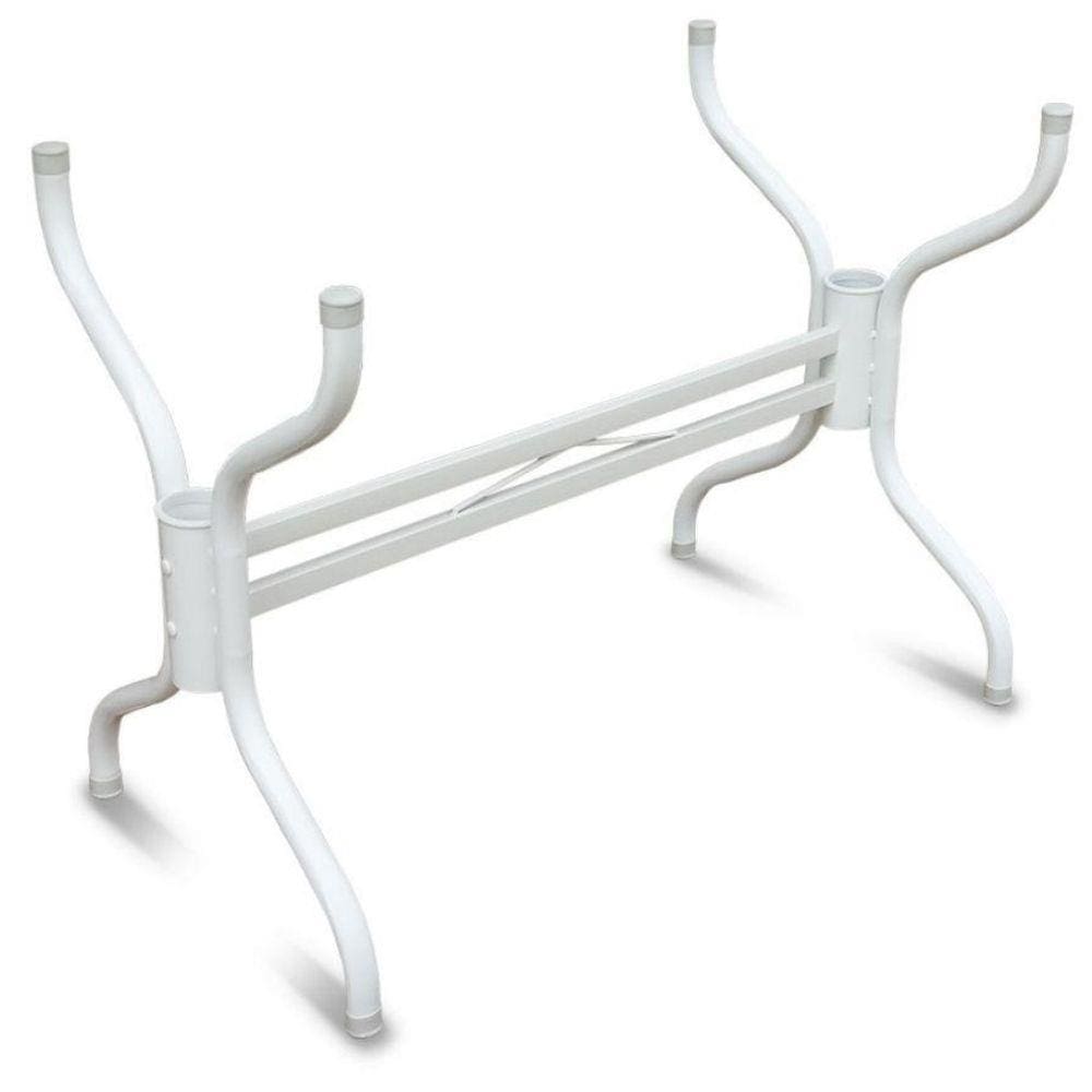 Base Para Mesa De Jantar Branca Vidro Madeira Granito
