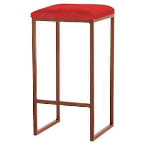 Banqueta Billie Base Bronze Suede Vermelho Gran Belo