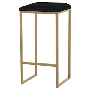 Banqueta Billie Base Gold Veludo Preto Gran Belo