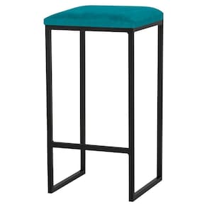 Banqueta Billie Base Preta Suede Azul Claro Gran Belo