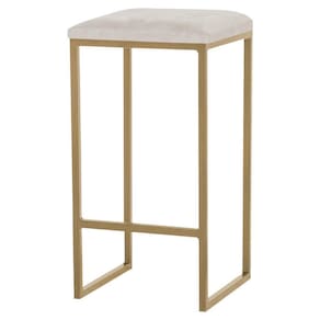 Banqueta Billie Base Gold Suede Bege Gran Belo