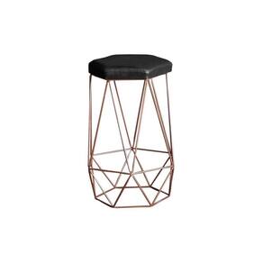 Banqueta Rubel Base Bronze Pu Preto Gran Belo
