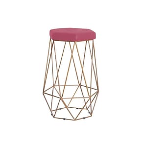 Banqueta Rubel Base Gold Suede Rosa Gran Belo
