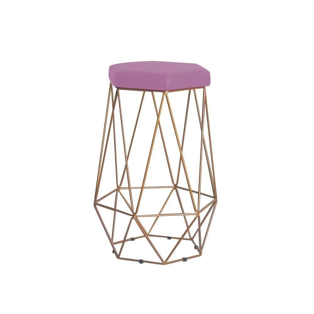 Banqueta Rubel Base Gold Veludo Rosê Gran Belo