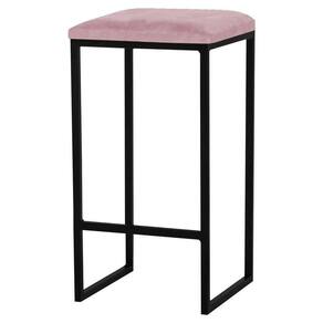 Banqueta Billie Base Preta Veludo Rosê Gran Belo