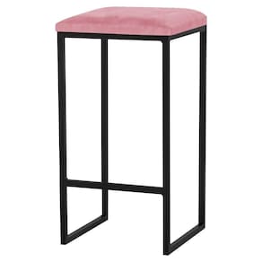 Banqueta Billie Base Preta Suede Rosa Gran Belo