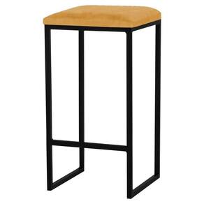 Banqueta Billie Base Preta Suede Mostarda Gran Belo