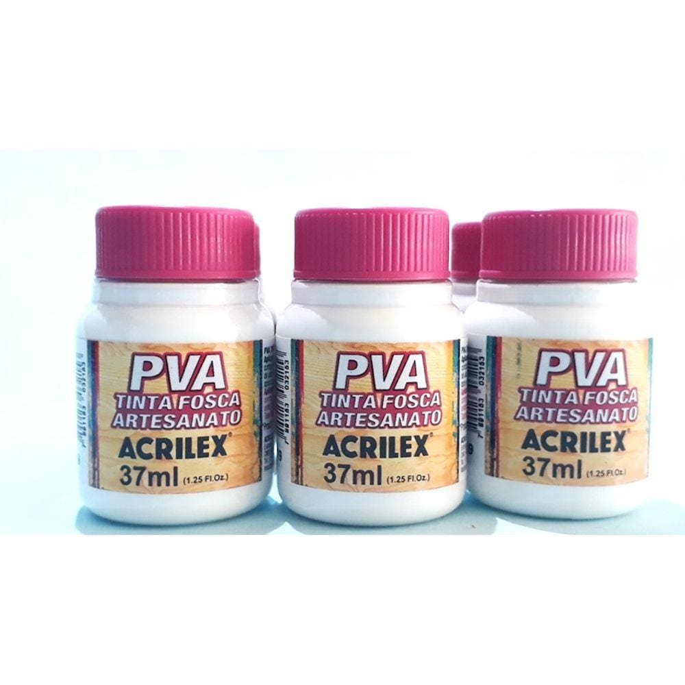 3 Tinta Pva Fosca Branca 37Ml Para Artesanatos Acrilex