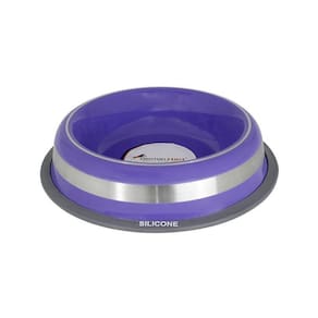 Comedouro Inox Com Anel Silicone Prestige Roxo Médio 475Ml