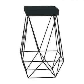 Banqueta Decorativa Kathy Base Preta Suede Preto Gran Belo
