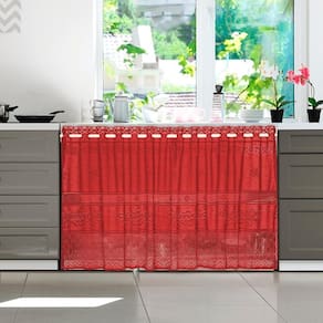 Cortina Para Vitrô De Renda Color 2,0M X 0,80Cm - Vermelho