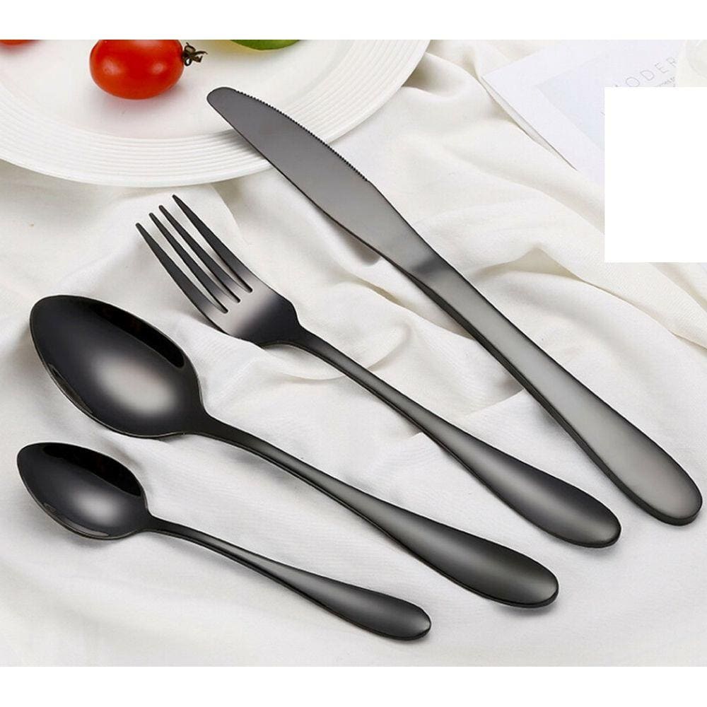 Jogo De Talheres Inox Na Cor Preto Kit 16 Peças - Cor Black