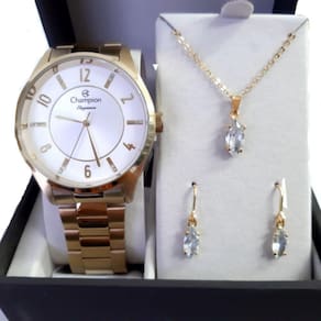 Kit Champion Dourado Com Colar E Brinco Cn26288w