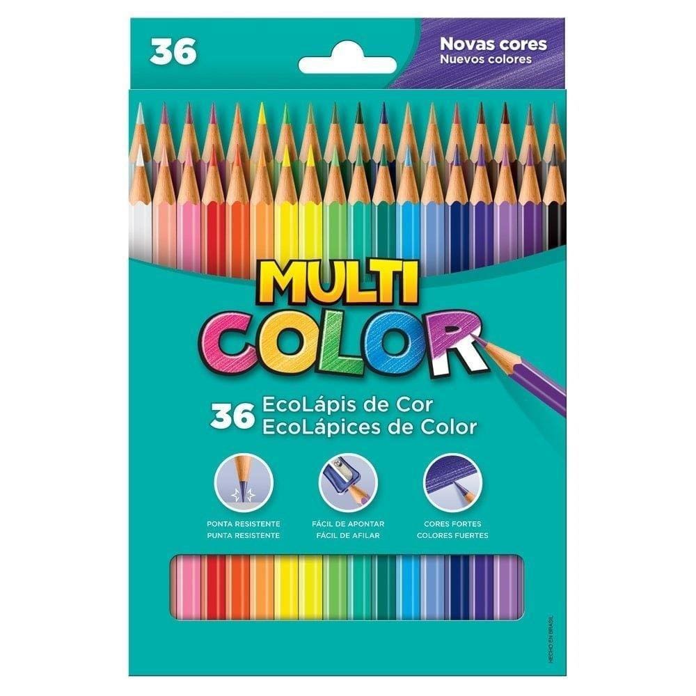 Lápis de Cor 36 Cores Multicolor - Embalagem com 3 Unidades