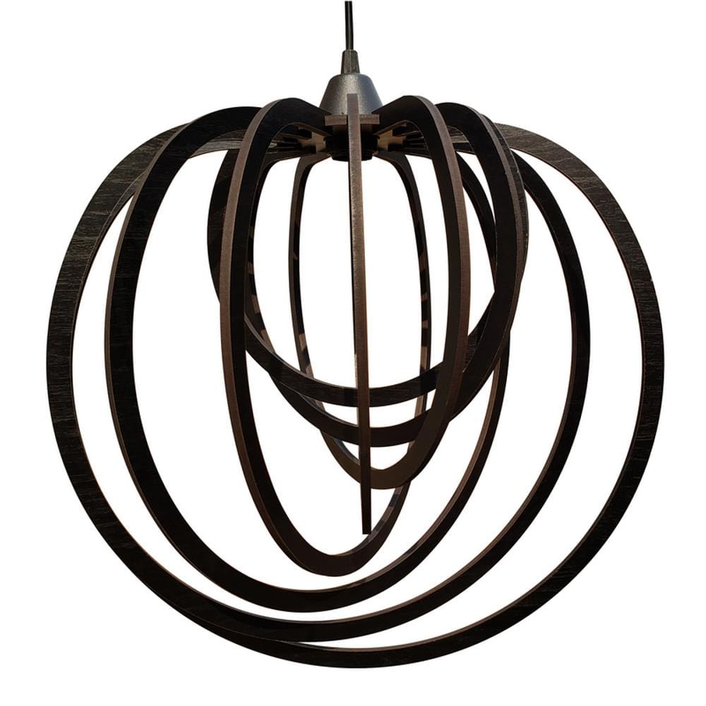 Luminária Lustre Pendente Caroá Circulo G Teto Sala Cozinha Mesa Jantar Moderno Preto