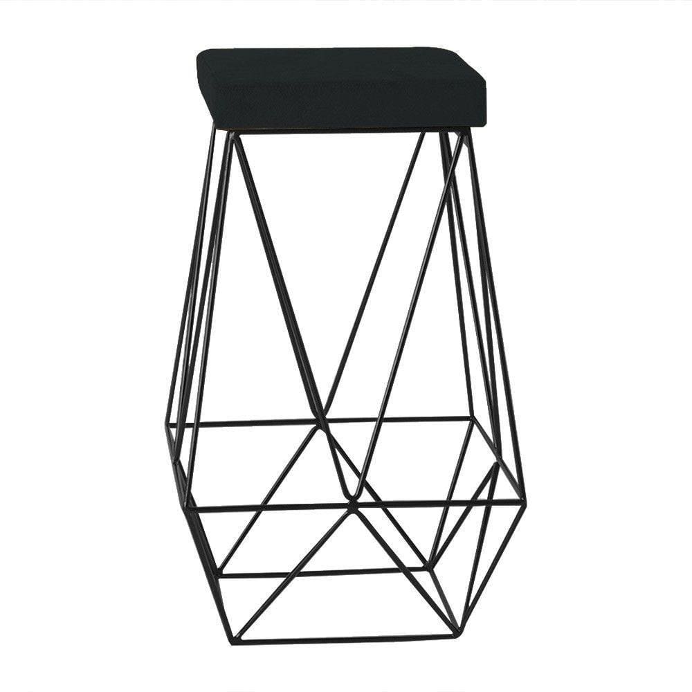 Banqueta Decorativa Kathy Base Preta Veludo Preto Gran Belo
