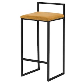 Banqueta Selena Base Preta Suede Mostarda Gran Belo
