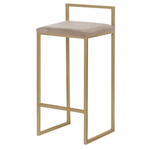 Banqueta Selena Base Gold Suede Cappuccino Gran Belo