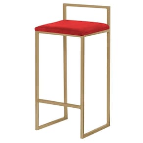 Banqueta Selena Base Gold Suede Vermelho Gran Belo