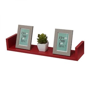 Prateleira em U 90X20cm Vermelho com Suporte Invisível
