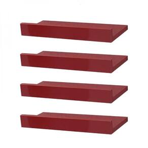 Kit 4 Prateleiras Porta Quadros 40 x 15cm Vermelha