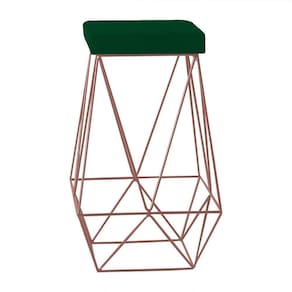 Banqueta Decorativa Kathy Base Bronze Suede Verde Gran Belo