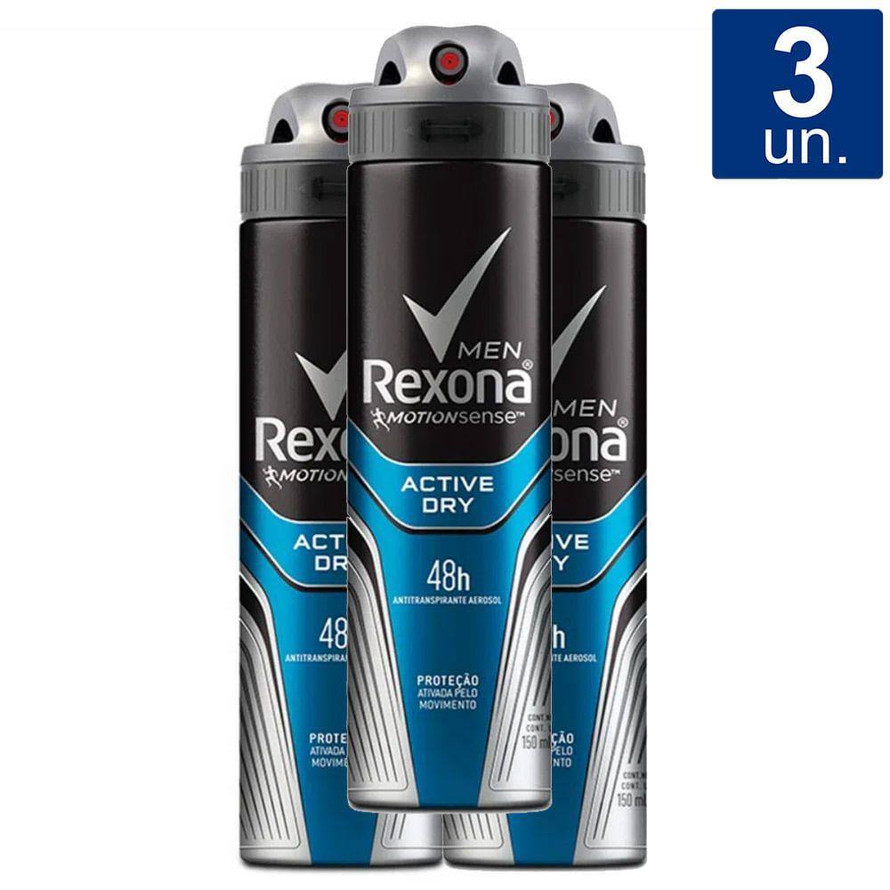 Kit 5 Unidades Desodorante Aerosol Rexona Men Active Dry 150ml