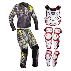 Conjunto Roupa Proteção Amx Classic Verde Neon Camuflado Branco / Vermelho