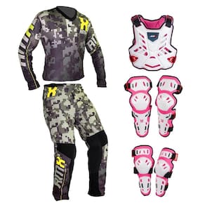 Conjunto Roupa Proteção Amx Classic Verde Neon Camuflado Branco / Rosa
