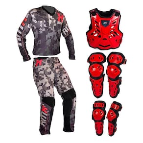 Conjunto Roupa Proteção Amx Classic Camuflado Vermelho / Preto