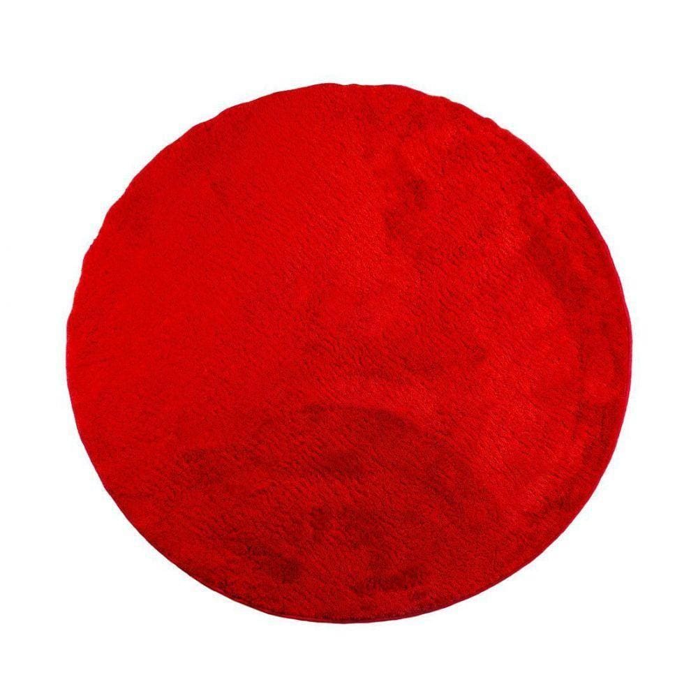 Tapete Sala Redondo 1,50 M Macio Antiderente Vermelho