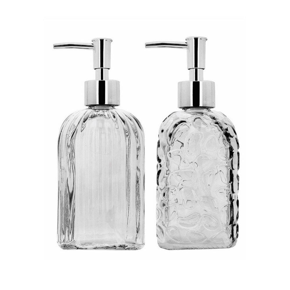Kit Banheiro Porta Sabonete Líquido Vidro Clear 500ml 2 Un