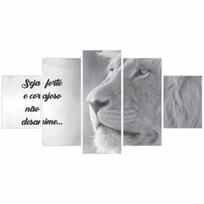 Kit Quadros Decorativos Leão Preto  Branco Seja Forte 115X60