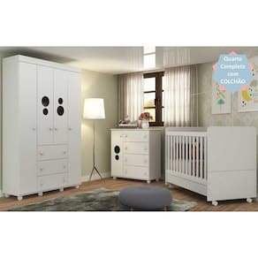 Quarto Completo Infantil com Colchão Incluso Pimpolho Multimóveis Branco