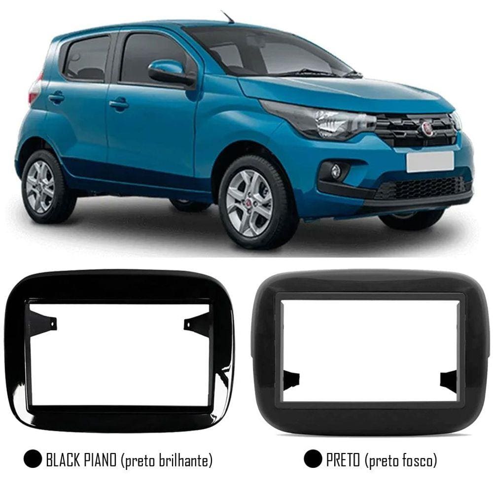 Moldura De Painel 2 Din Fiat Mobi 2016 2017 2018 2019 2020 - Para CD DVD 2 Dins