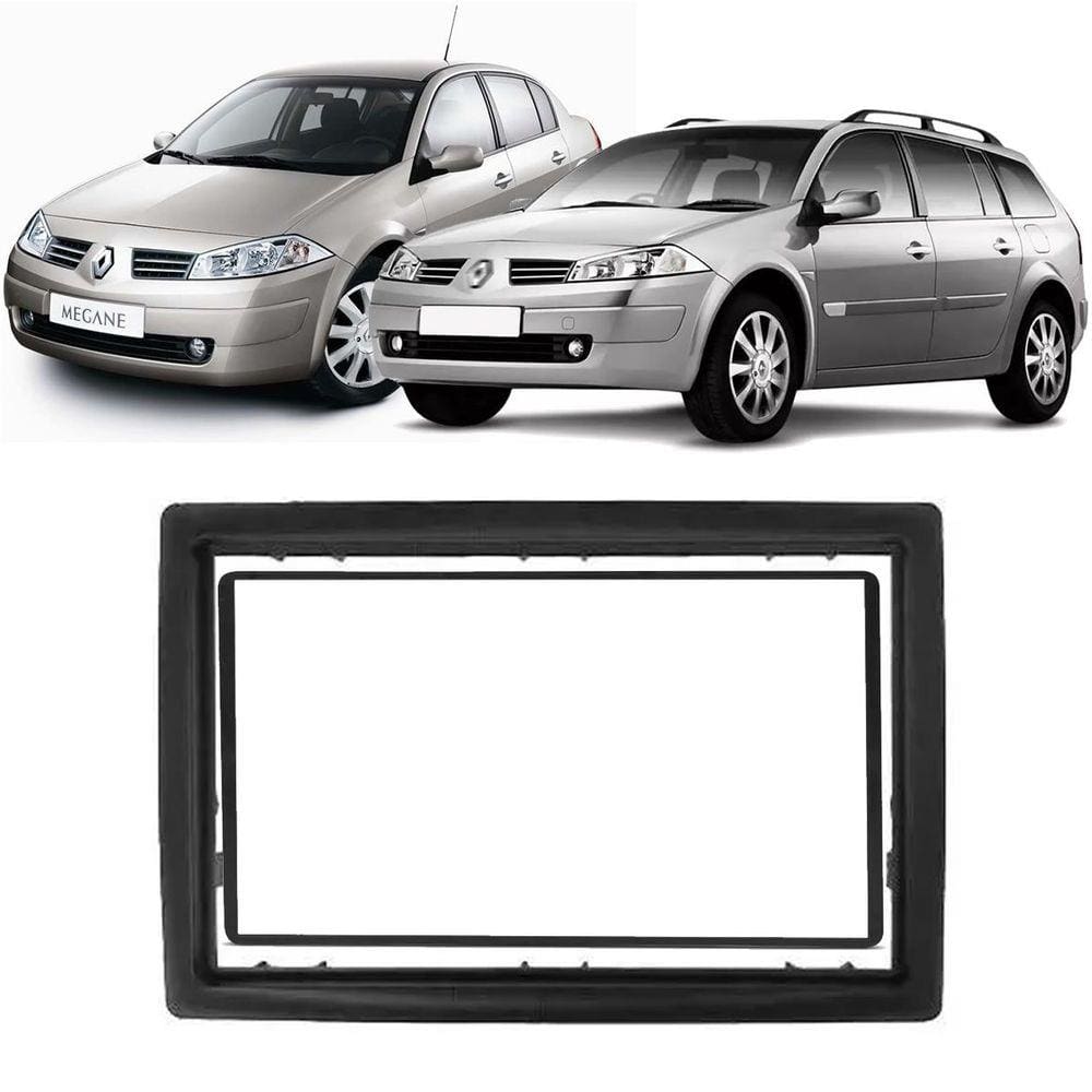 Moldura De Painel 2 Din Renault Megane e Megane Grand Tour 2007 2008 2009 2010 2011 2012 Para Cd Dvd 2 Dins - Preta