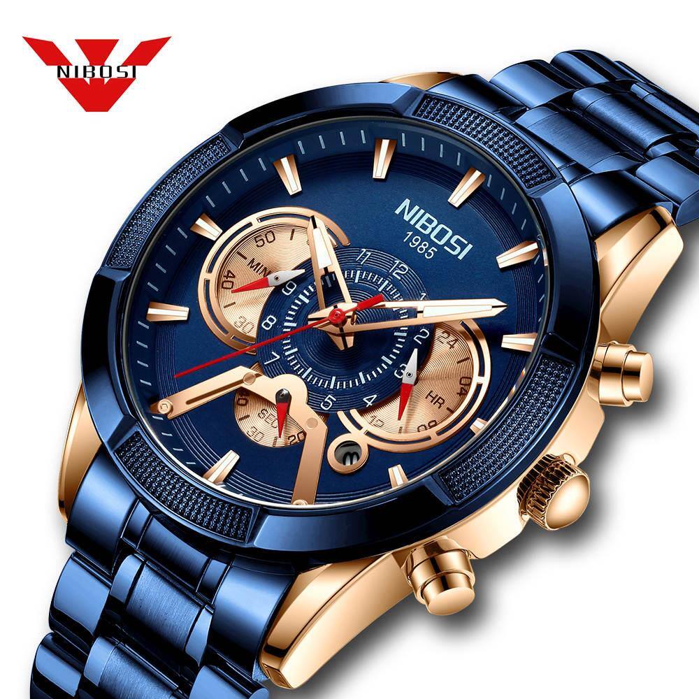 Relógio Nibosi Dourado Azul Dourado | Casas Bahia