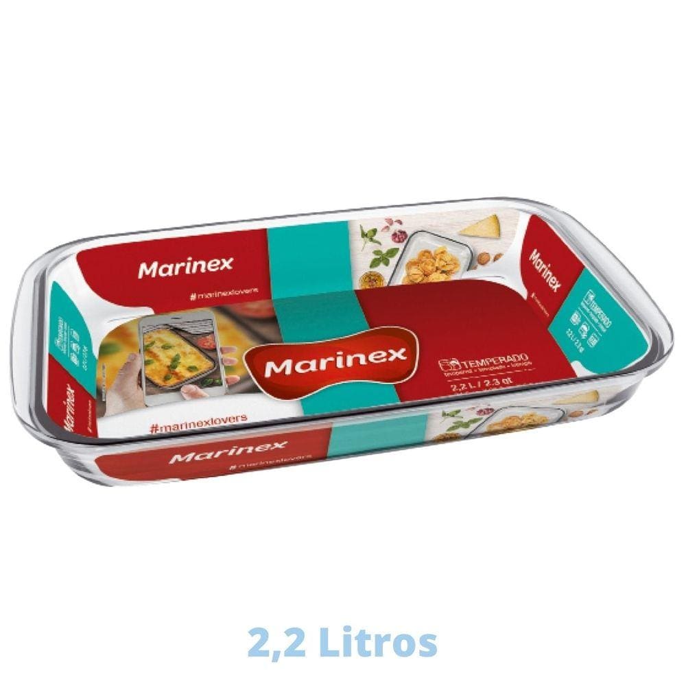 Assadeira Travessa 2,2L Retangular Vidro Doces Torta Marinex