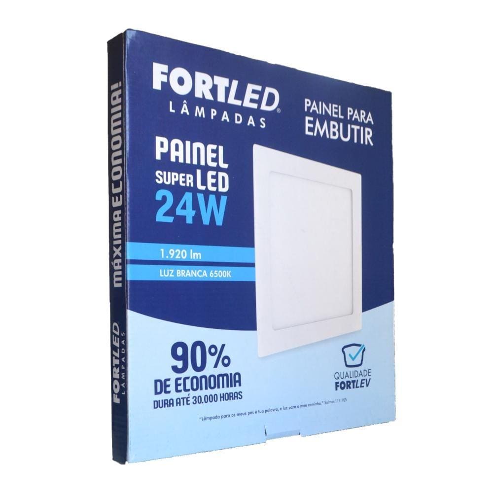 Painel Led Embutir 24W Quadrado - Fortled