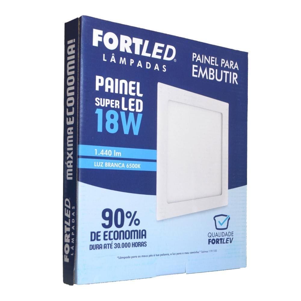 Painel Led Embutir 18W Quadrado - Fortled