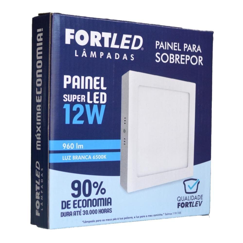 Painel Led Sobrepor 12W Quadrado - Fortled