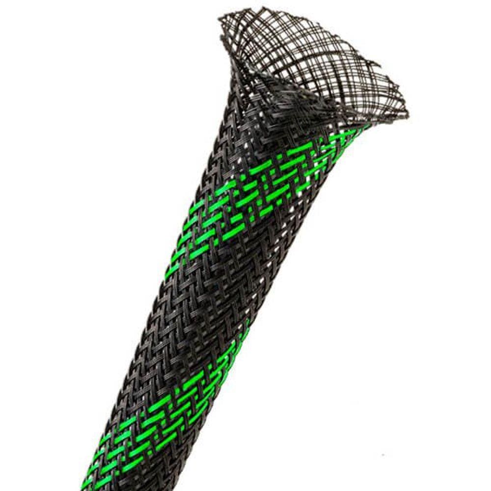 Malha Expansivel Nautica Preta com Verde - 8mm - 10 Metros