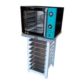 KIT - Forno Turbo Convector Smart Basic. Preto e Turquesa FCSB4E 220v + Bancada Mes-004 + 8 Assadeiras - Venâncio